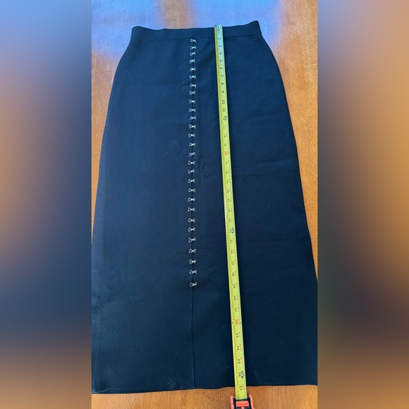 Altuzarra Black Pencil Viscose Blend Skirt with Silver Hook & Eye Details Size M - Picture 8 of 10